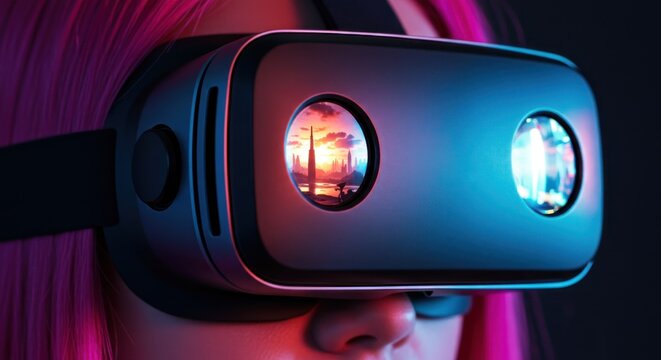 Immersive Virtual Reality Experience Exploring New Worlds Through VR Headset