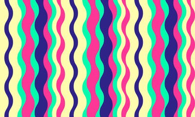 Vibrant wavy stripes in bold pink, teal, and yellow create a dynamic, playful pattern.  Perfect for backgrounds, website design, textiles, or any project needing a cheerful, energetic aesthetic.