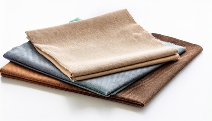 natural fabric swatch samples isolated on white background