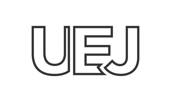 UEJ logo design template with strong and modern bold text. Initial based vector logotype featuring simple and minimal typography. Trendy company identity.