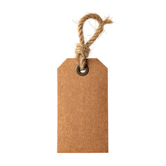 Rustic Brown Craft Paper Tag with Jute Rope; Blank Label for Vintage Style Branding, Packaging, or Gift