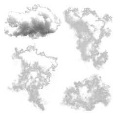 Collection of High-Resolution White Clouds Isolated on Black Background for Design and Compositing Projects