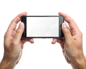 hand holding tablet isolated on white background. PNG Transparent file type with high definition quality And vibrant color grading Available.
