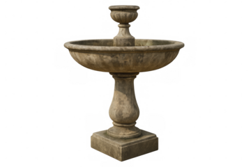 Old stone fountain with transparent background enhancing versatility