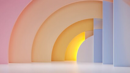 Abstract Pastel Rainbow Archway Modern Interior Design Concept