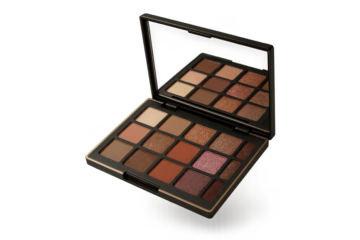 Eye shadow palette isolated on transparent background, professional cosmetics