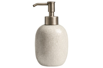 Obraz premium Soap dispenser with craquelure ceramic body and metal pump on transparent background