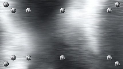 Brushed metal texture background with rivets for industrial design and modern look and feel effect