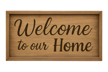 Wooden welcome sign on transparent background for warm greetings