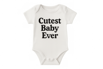 Cutest baby ever onesie mockup featuring bold typography on transparent background