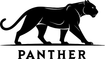 Black panther silhouette logo design on black background