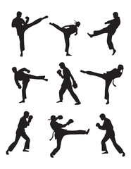 Martial Arts Silhouettes – Kicks, Punches, and Fighting Poses