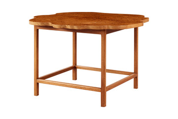 Elegant wooden side table with a unique flower petal shaped tabletop design