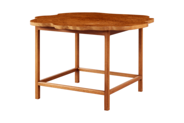 Elegant wooden side table with a unique flower petal shaped tabletop design