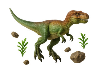 Fototapeta premium Tyrannosaurus Rex isolated on transparent background, toy dinosaur figure model