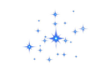 Glowing neon blue star cluster abstract design against a deep black background