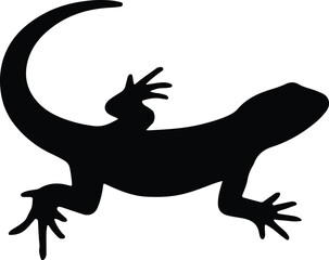 Silhouette lizard gecko reptile exotic pet animal vector illustration
