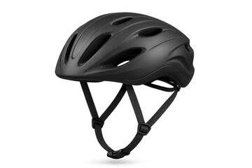 Fototapeta premium Modern black bicycle helmet isolated on a transparent background, safe riding
