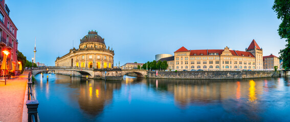 Museum Island on Spree river at blue hour in Berlin, Germany