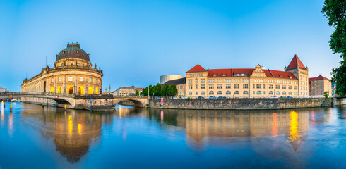 Museum Island on Spree river at blue hour in Berlin, Germany