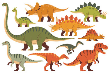Collection of Cute Cartoon Dinosaurs Illustration