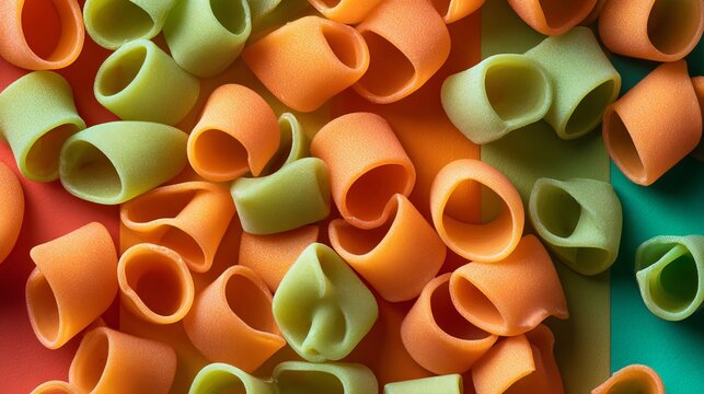 Colorful pasta shells background image for food photography and italian cuisine stock photos and pasta recipes