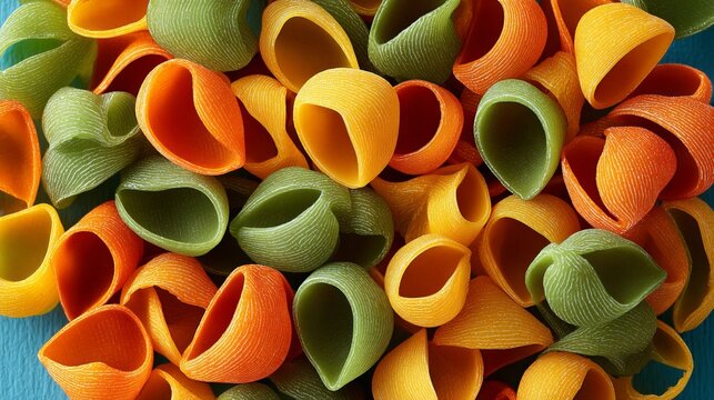Colorful pasta shells close up food photography italian cuisine gourmet pasta shells food background 100 characters