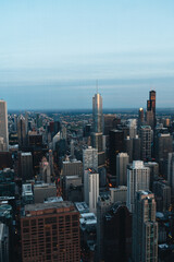 Fototapeta premium Chicago panorama during night time from John Hanncock tower, Chicago, Illinois, USA