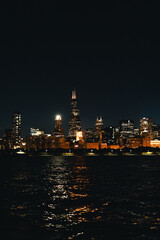 Fototapeta premium Chicago panorama during night time Chicago, Illinois, USA