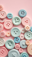 Pastel Colored Buttons and Design Elements Flat Lay vertical