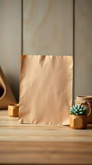 Brown Kraft Paper Stationery blank mockup vertical