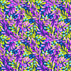  Neon Pink Purple Green Foliage Art Print, Vibrant Abstract Botanical Decor, Glow Effect Jungle Art, Electric Colourful Leaf Print, Modern Artistic Plant Wall Art.