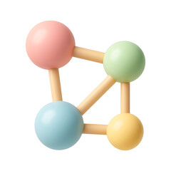 3d pastel molecule icon isolated on transparent background