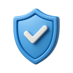 3d shield icon with checkmark isolated on transparent background