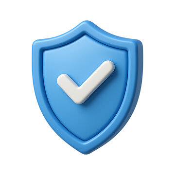 3d shield icon with checkmark isolated on transparent background