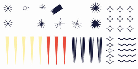 Graphic Design Elements: Stars, Lines, & Burst Shapes Collection