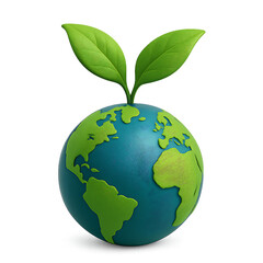 Obraz premium Eco-friendly globe with green leaves isolated on transparent background
