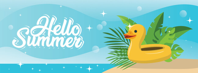Summer background  banner,  poster season, beach vector