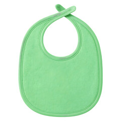 Green baby bib front view isolated on transparent background