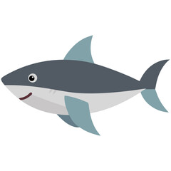 Naklejka premium Friendly Cartoon Shark Side-View Icon 