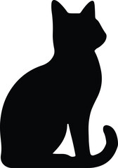Silhouette of a seated domestic cat side view Vector Illustration