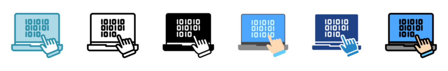 Computation multi style, mini illustration icon set. outline, flat, glyph, line color. vector for UI, UX, app, web, digital or print, related to machine learning, technology, education, industry.