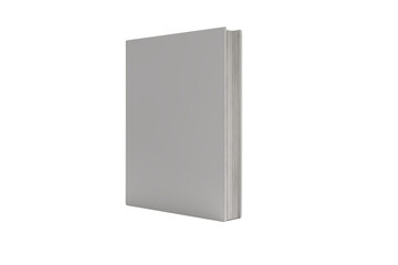 Minimalist book mockup rendered in grey color on black background isolated close up