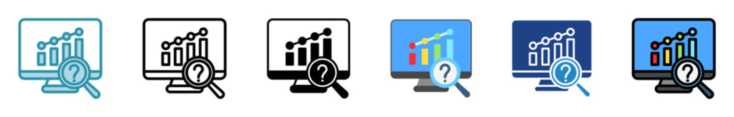 Forecasting multi style, mini illustration icon set. outline, flat, glyph, line color. vector for UI, UX, app, web, digital or print, related to machine learning, technology, education, industry.