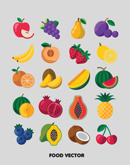 set of fruits and berries