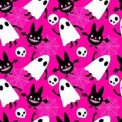 Halloween ghost seamless cute cartoon pattern for wrapping paper and fabrics