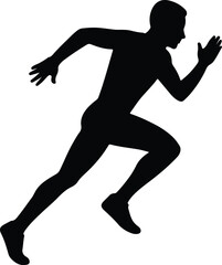 Silhouette of runner sprinting forward competitive race Vector Illustration