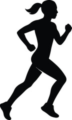 Silhouette of woman running marathon fitness activity Vector Illustration