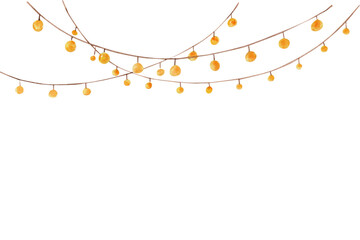 Watercolor string lights illustration on black background perfect for party decorations