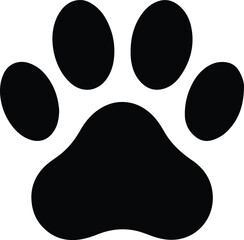 Silhouette Pet dog animal paw print black Vector Illustration